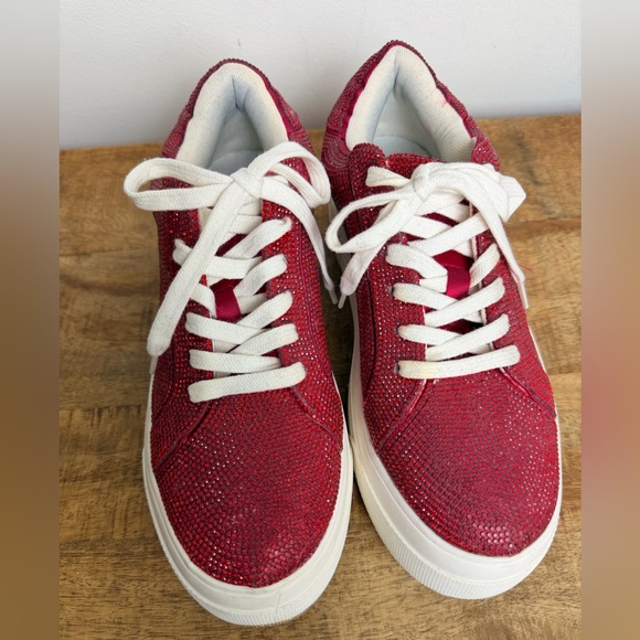 Jessica Simpson Red Sparkle Sneakers - Picture 3 of 7